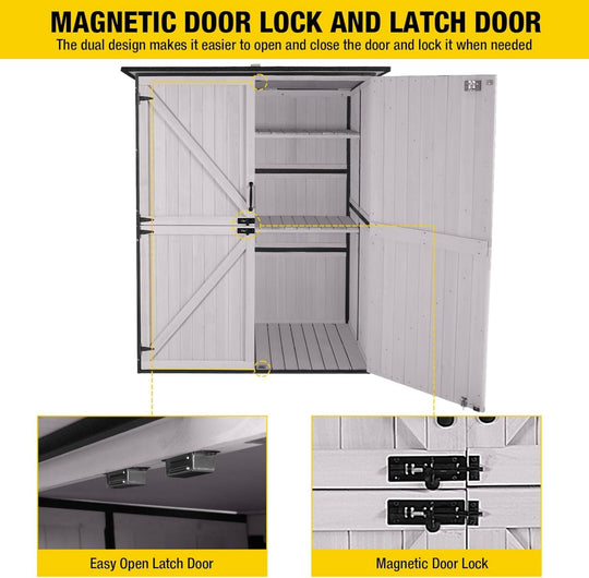 MEDEHOO Outdoor Storage Shed Metal Frame Tool Garden Shed with Floor and Lockable Door for Patio Backyard Lawn AIR99-WM