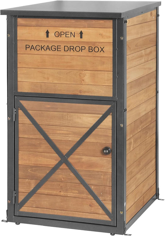 MEDEHOO Large Package Delivery Boxes for Outside Strong Metal Frame Large Parcel Shed with Combination Lockable Secure Anti Theft Package Delivery Box AIR7011-dB-J-WM