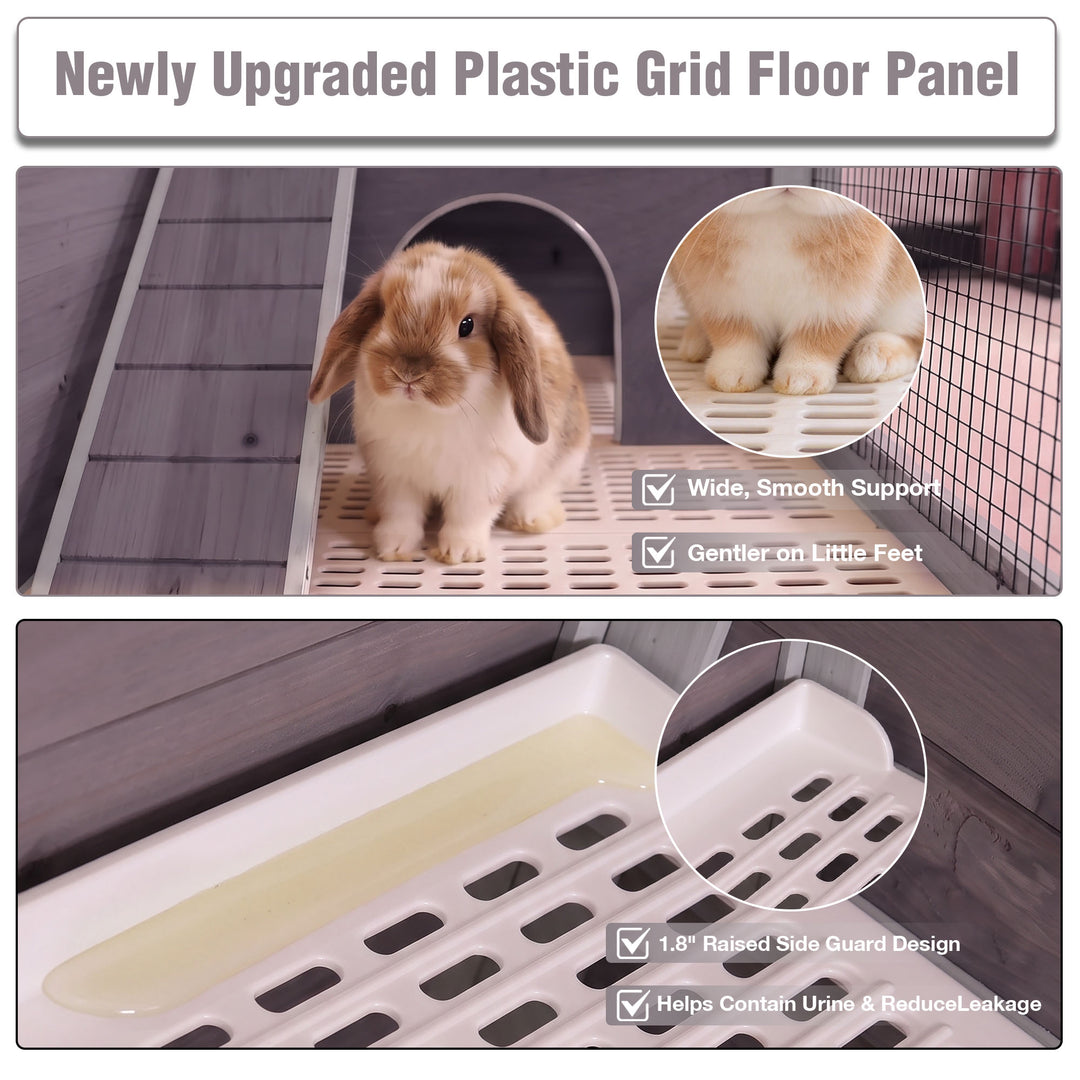 MEDEHOO Indoor Guinea Pig Cage Rabbit Cage with Chew-Resistant Edges, Leakproof Deep Tray and Detachable Legs, Gray AIR53-DG-WFS-GE