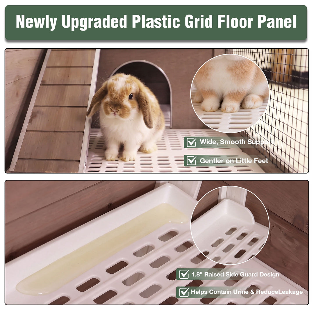 MEDEHOO Indoor Guinea Pig Cage Rabbit Cage with Chew-Resistant Edges, Leakproof Deep Tray and Detachable Legs, Camel AIR53-WZ-WFS-GE