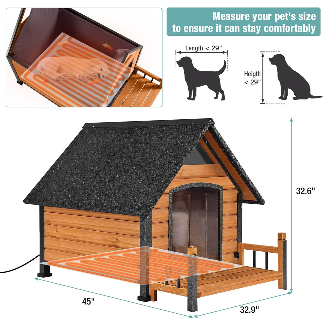 Aivitubin Heated Dog House with Heating Pad, Weatherproof Insulated Outdoor Dog House  Kennel for Meduium Dogs, Chew-Resistant Iron Frame &amp; Asphalt Roof AIR80-HP-A12-WM