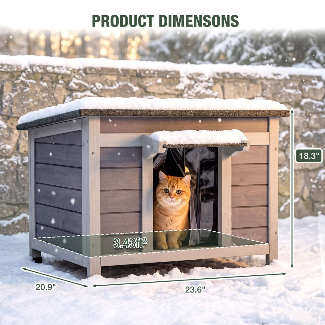 MEDEHOO Heated Outdoor Cat House with Insulated Liner for Winter Waterproof Feral Cat Shelter SAIR12-IN-HP