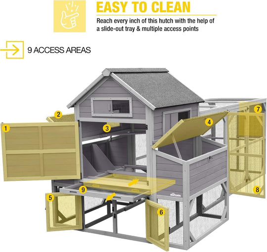 MEDEHOO Chicken Coop Extra Large Chicken House Outdoor Poultry Cage for 8-10 Chickens