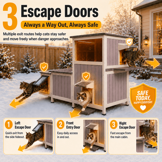 MEDEHOO Heated Outdoor Cat House, Large Insulated Cat Shelter with Heating Pad for Winter, Feral &amp; Stray Cats