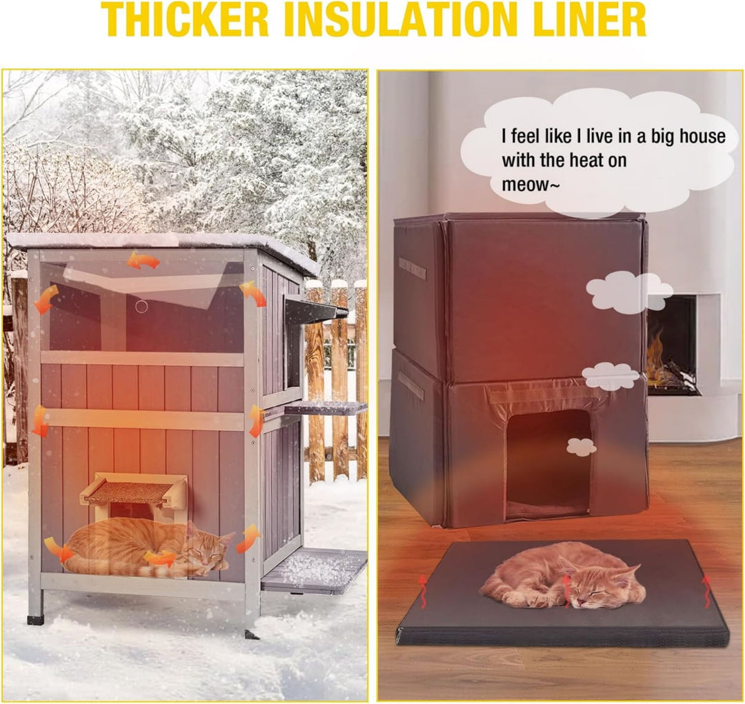 MEDEHOO Insulated Cat House Outdoor Feral Cat Shelter for Winter Weatherproof AIR14-IN-WM