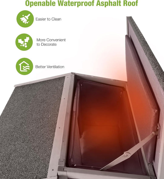 MEDEHOO Heated Outdoor Cat House, Insulated Feral Cat Shelter with Heating Pad, Weatherproof Design &amp; Chew-Resistant Cord AIR33-IN-HP-AD-WM