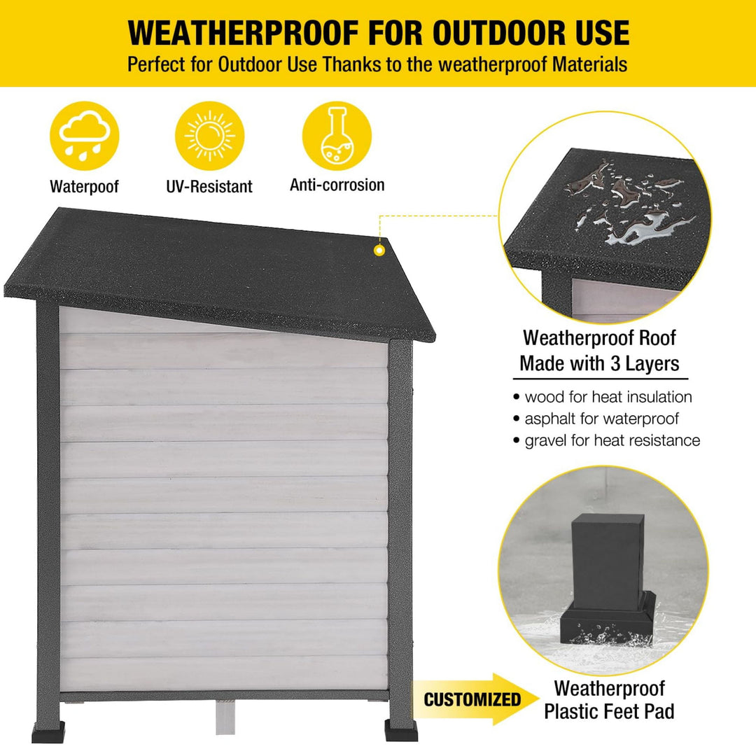 MEDEHOO Wooden Dog House Anti-chewing Kennels for Outdoor &amp; Indoor, Off-White Large
