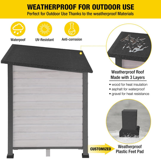 MEDEHOO Wooden Dog House Anti-chewing Kennels for Outdoor &amp; Indoor, Off-White Large