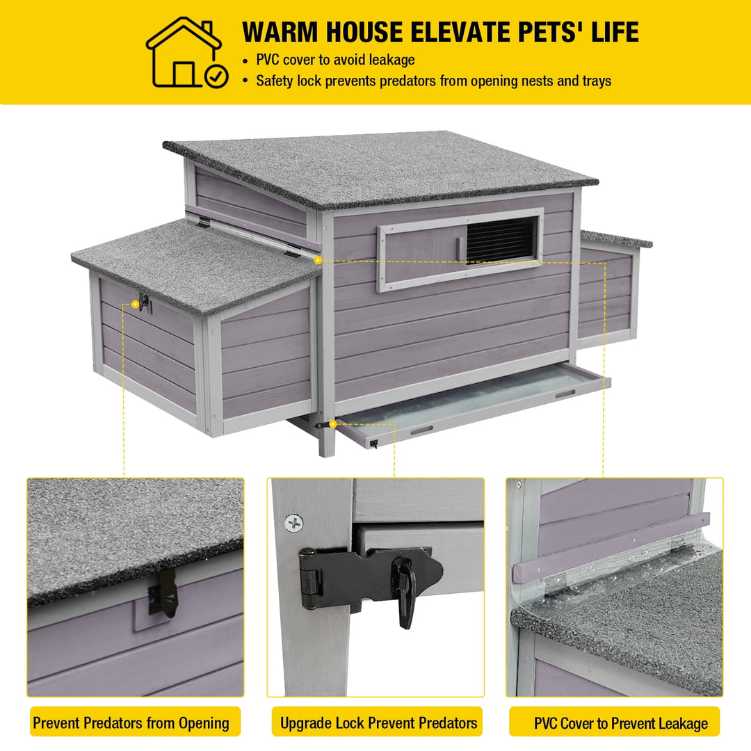 MEDEHOO Wooden Chicken Coop with Run, Large Hen House for 4-6 chickens AIR45-WM-2
