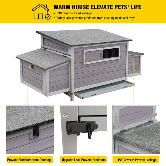 MEDEHOO Wooden Chicken Coop with Run, Large Hen House for 4-6 chickens AIR45-WM-2