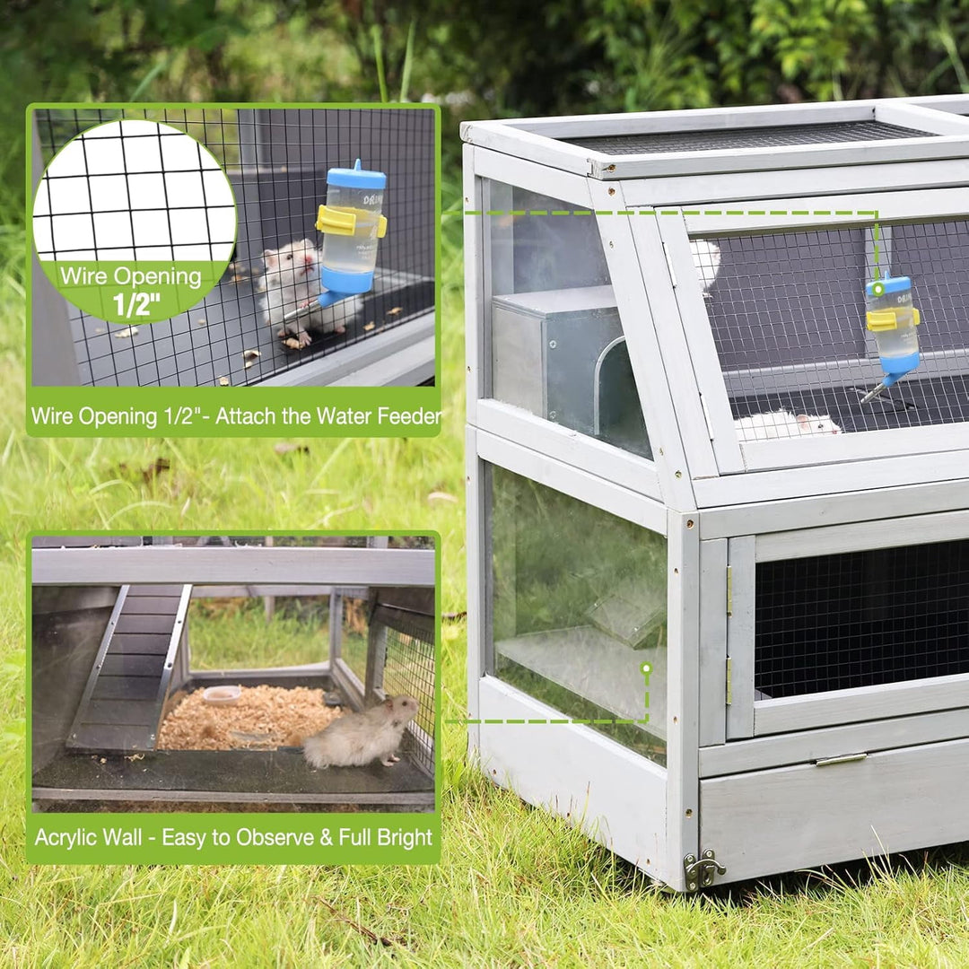 MEDEHOO Guinea Pig Cage Chew Proof Hamster Cage Metal Frame Rat House Small Animal Habitat Critter Nation Cage 2 Levels Double Use Movable AIR58-J-WM