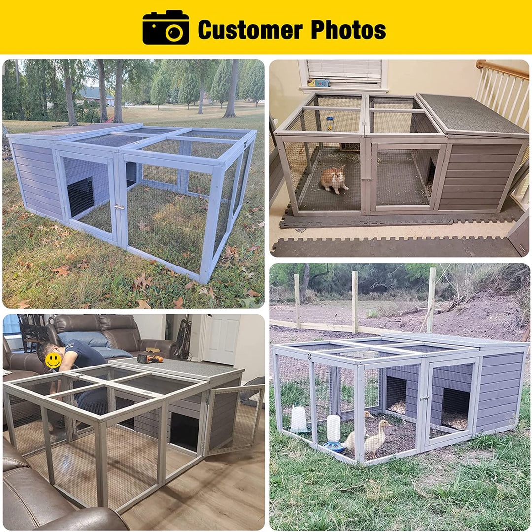 MEDEHOO Wooden Chicken Coop with Run Rabbit Hutch Bunny Cage for Small Animals Indoor