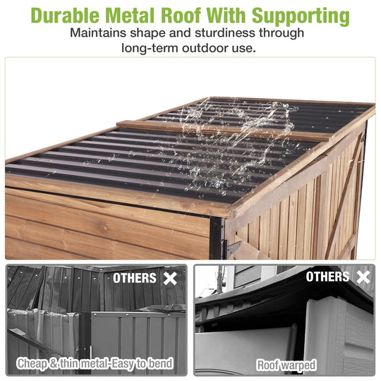 MEDEHOO Outdoor Storage Shed with Metal Frame, Weatherproof  Garden Trash Can Storage Cabinet with Adjustable Shelves &amp; Removable Floor for Garbage, Gardening Tools &amp; Accessories