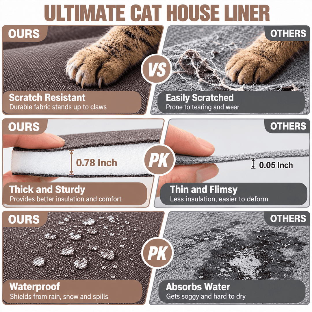 MEDEHOO Heated Cat House with Insulated Liner for Outdoor Cats Weatherproof Feral Cat Shelter for Winter, Brown AIR91-WBR-HP-N-WM