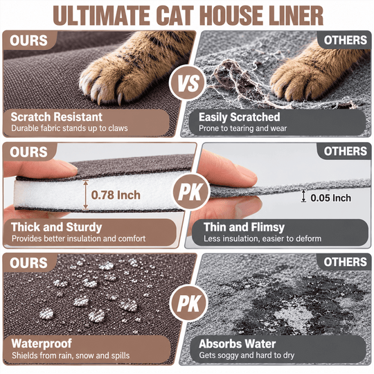 MEDEHOO Heated Cat House with Insulated Liner for Outdoor Cats Weatherproof Feral Cat Shelter for Winter, Brown AIR91-WBR-HP-N-WM