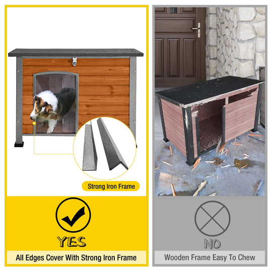 MEDEHOO Wooden Dog House Anti-chewing Kennels for Outdoor &amp; Indoor, Browm, Medium