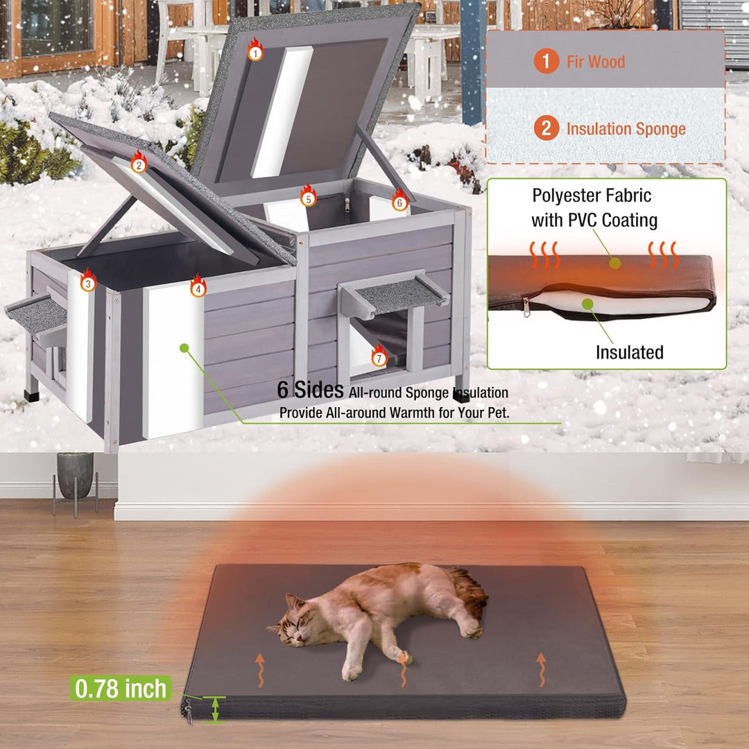 BUTINGLALE Outdoor Cat House Insulated Feral Kitty Shelter with Liner Weatherproof Cat Condo for Winter,Large Space AIR93-IN-J
