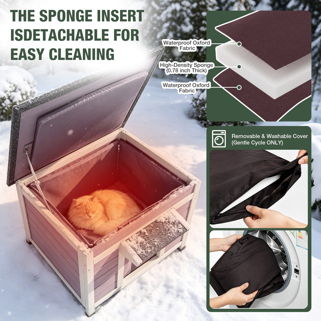 MEDEHOO Outdoor Cat House with Insulated Liner Weatherproof Feral Cat Shelter for Winter
