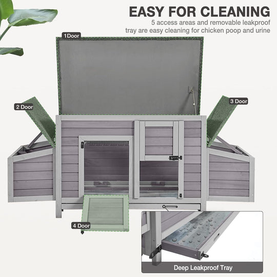 MEDEHOO Chicken Coop Large Expandable Chicken House for Outdoor with Two Nesting Box, Leakproof Pull-on Tray and UV-Resistant Roof Panel AIR69-Q-WM