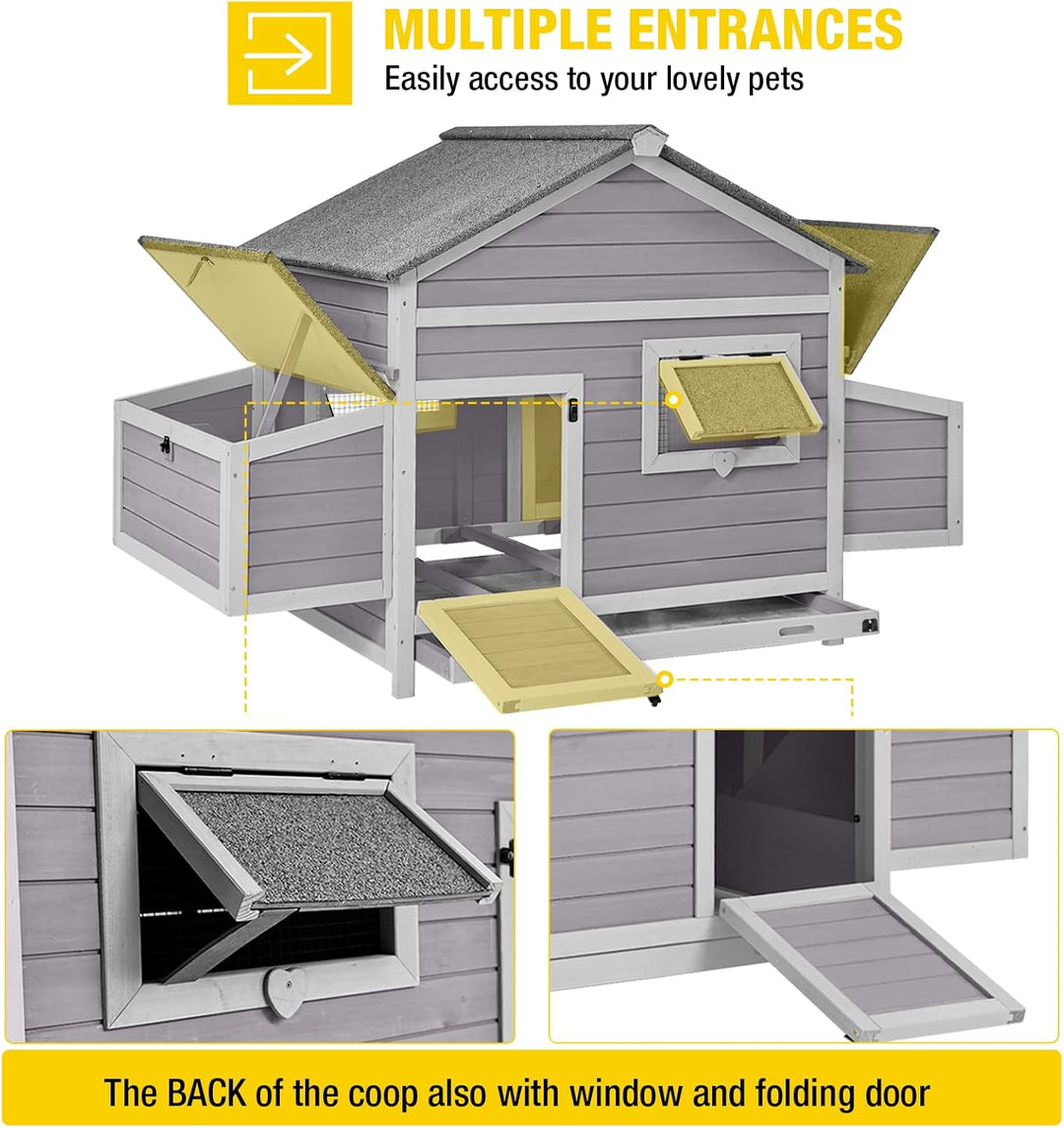 MEDEHOO Chicken Coop with Two Large Nesting Boxes Wooden Hen House Outdoor Poultry Cage Duck Coop Weatherproof