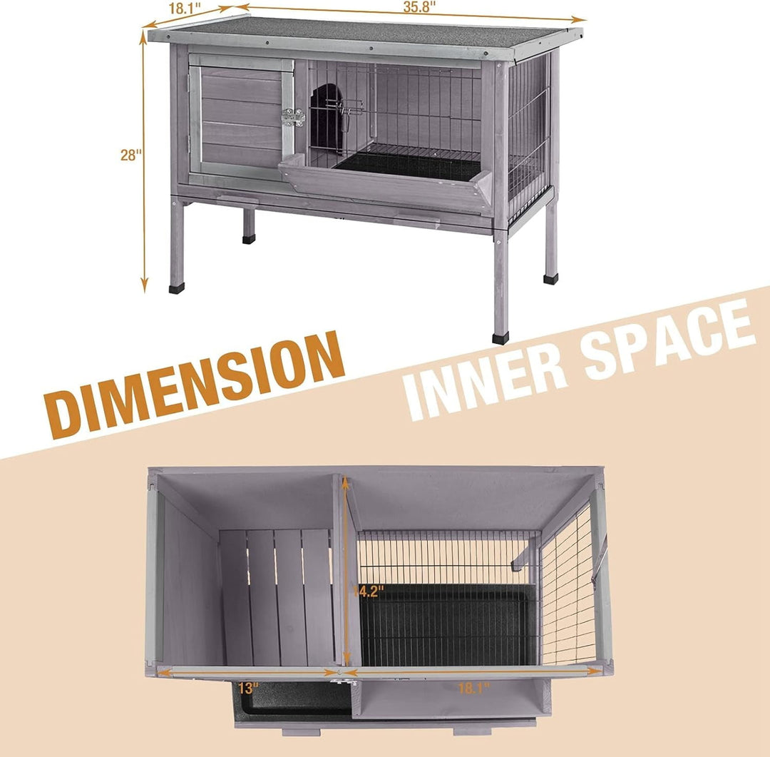 MEDEHOO Rabbit Hutch Indoor Rabbit Cage with Metal Wire Pan,Outdoor Bunny cage with Pull Out Tray AIR01-G-WM