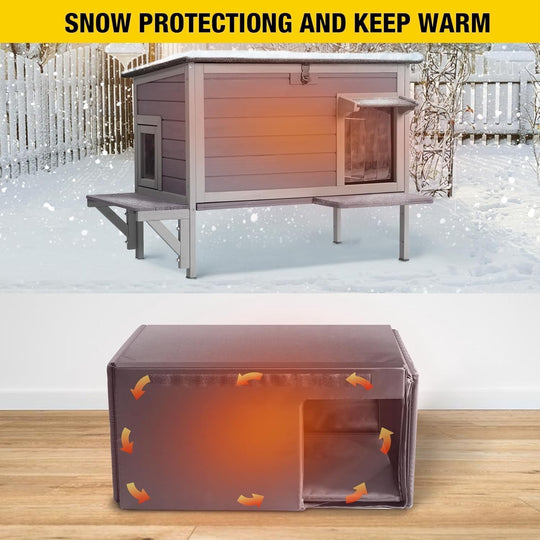 MEDEHOO Outdoor Cat House with Insulated Liner, Insulated Cat House Weatherproof Feral Cats Shelter for Outdoor Indoor Cats AIR91-H-IN-WM