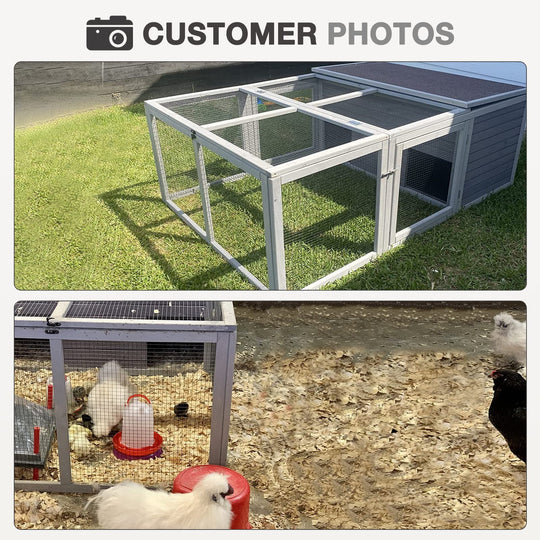 MEDEHOO Chicken Coop Large Wooden Rabbit Hutch Indoor Outdoor with 2 Living House ANG PVC Layer for Chicken, Hutch, Ducks AIR28-H