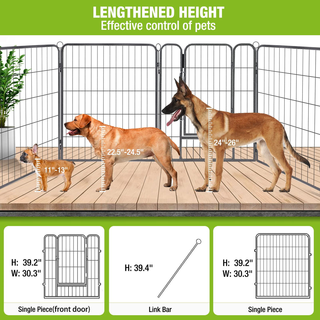 Dog Playpen Indoor &amp; Outdoor Foldable Metal Pet Exercise Fence Pen with Door Gate,Dog Kennels for Small/Medium/Puppy Dogs,Rabbits (8 Panels, 39 Inch)