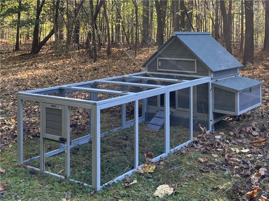 MEDEHOOChicken Coop Movable Large Duck Cage On Wheels Outdoor Rabbit Hutch Wooden Hen House with Two Nesting Boxes AIR67-N