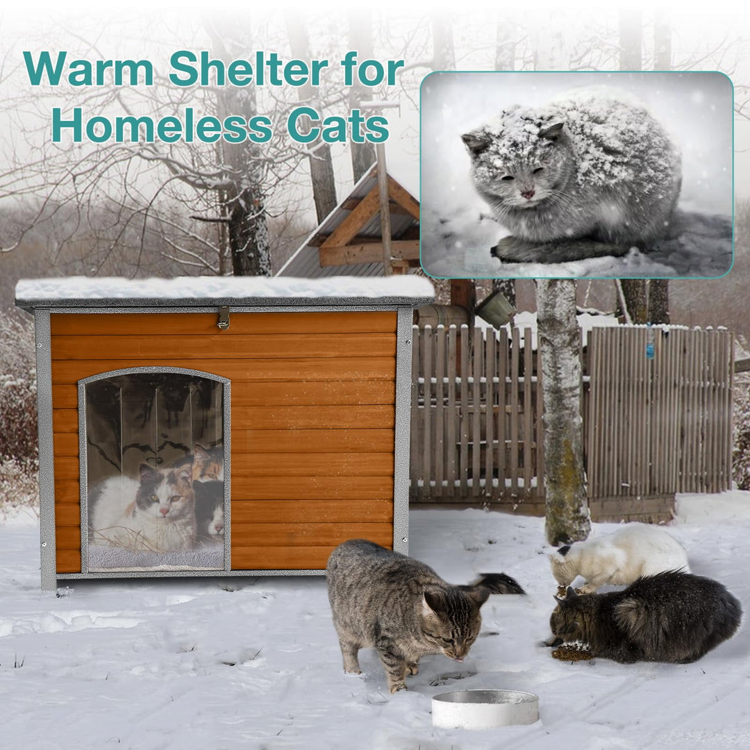 BUTINGLALE Indoor Outdoor Dog House,Anti-Chewing Iron Frame Dog Kennel,Wood Warm Pets Home,Weatherproof Outside Shelter for Feral Animal 33.5" (L) X 22" (W) X 25.2" (H) Brown AIR74-A11