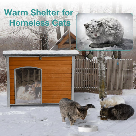 BUTINGLALE Indoor Outdoor Dog House,Anti-Chewing Iron Frame Dog Kennel,Wood Warm Pets Home,Weatherproof Outside Shelter for Feral Animal 33.5" (L) X 22" (W) X 25.2" (H) Brown AIR74-A11