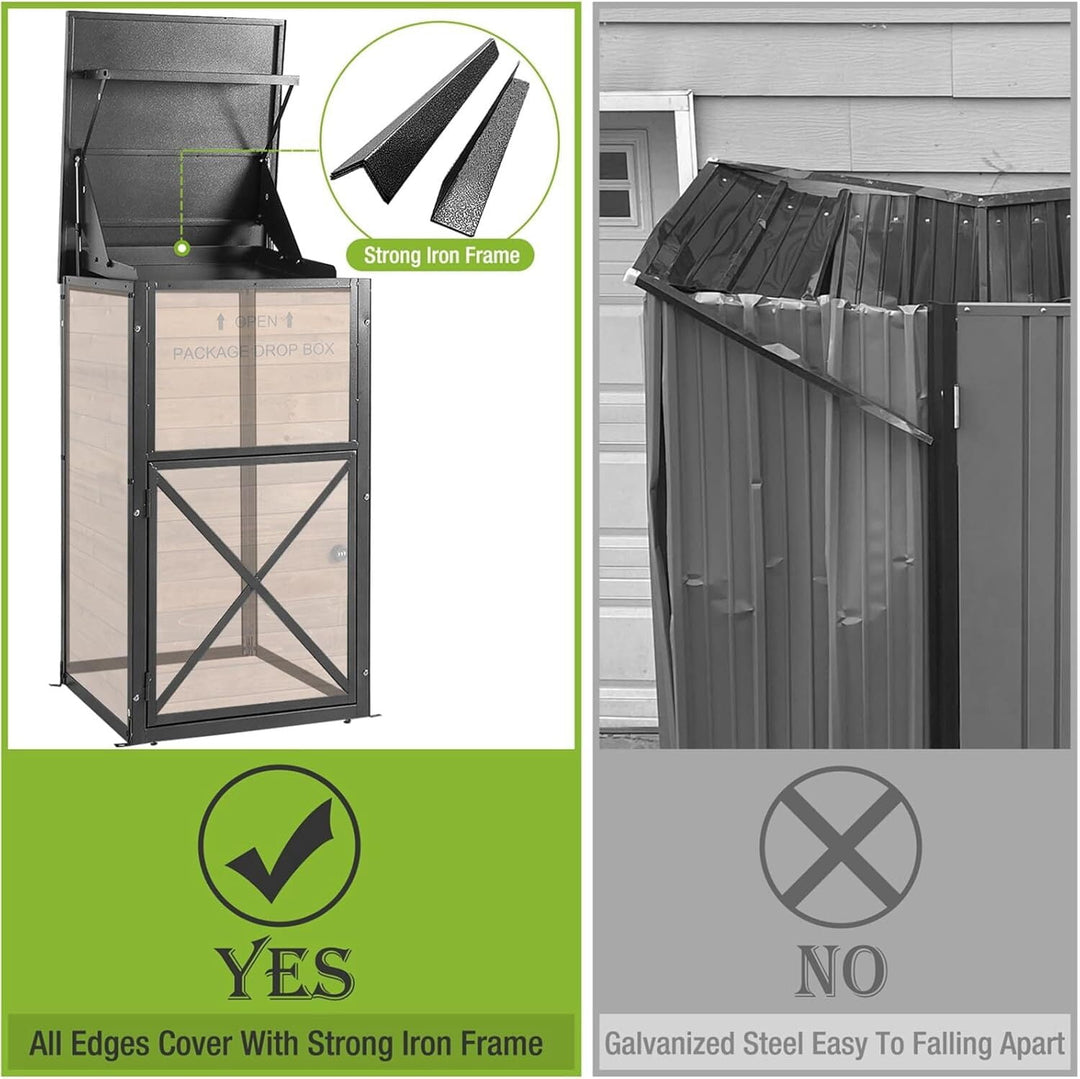 MEDEHOO Large Package Delivery Boxes for Outside Strong Metal Frame Large Parcel Shed with Combination Lockable Secure Anti Theft Package Delivery Box AIR7011-dB-J-WM