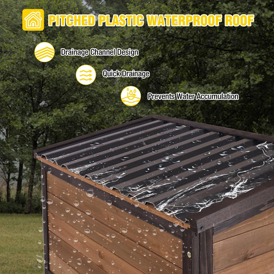 MEDEHOO Outdoor Storage Cabinet with Adjustable Shelves, Metal Frame, Waterproof Storage Shed with Floor for Garden Tools, Brown