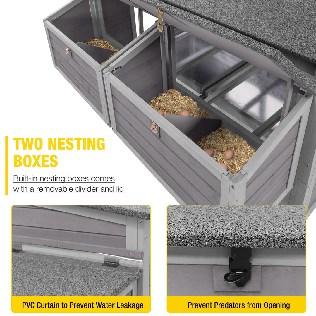 MEDEHOO Large Chicken Coop Mobile Wood Hen House with Nesting Box Large Poultry Cage Upgrade with Strong Iron Frame AIR97-WM