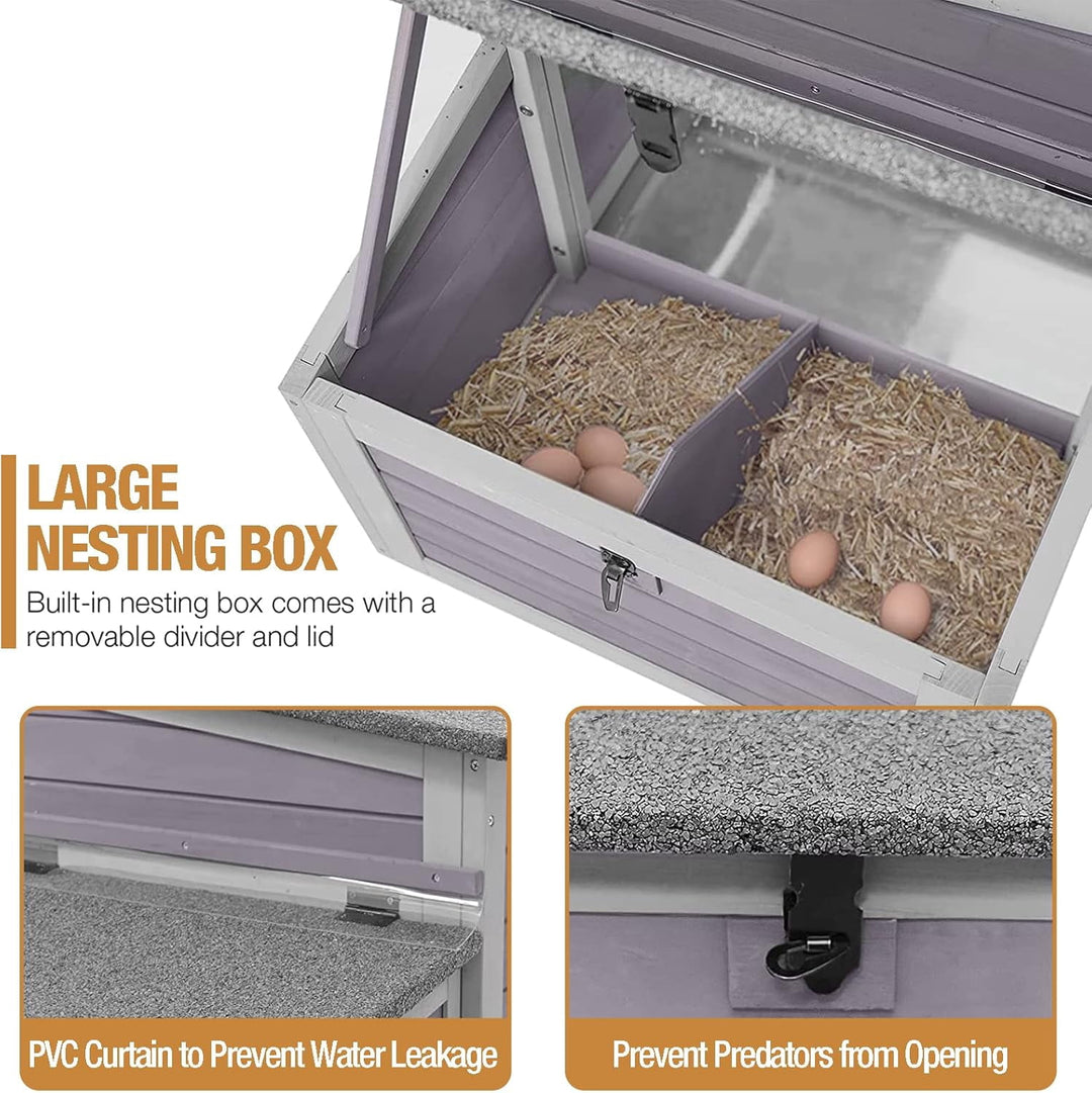 BUTINGLALE Chicken Coop Outdoor Wooden Hen House with Nesting Box Poultry Cage with 2 Perches,2 Large Front Doors AIR69-J