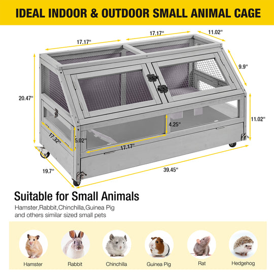 MEDEHOO Guinea Pig Cage with Trays Anti-Chewing Hamster House Indoor Small Animal Cages