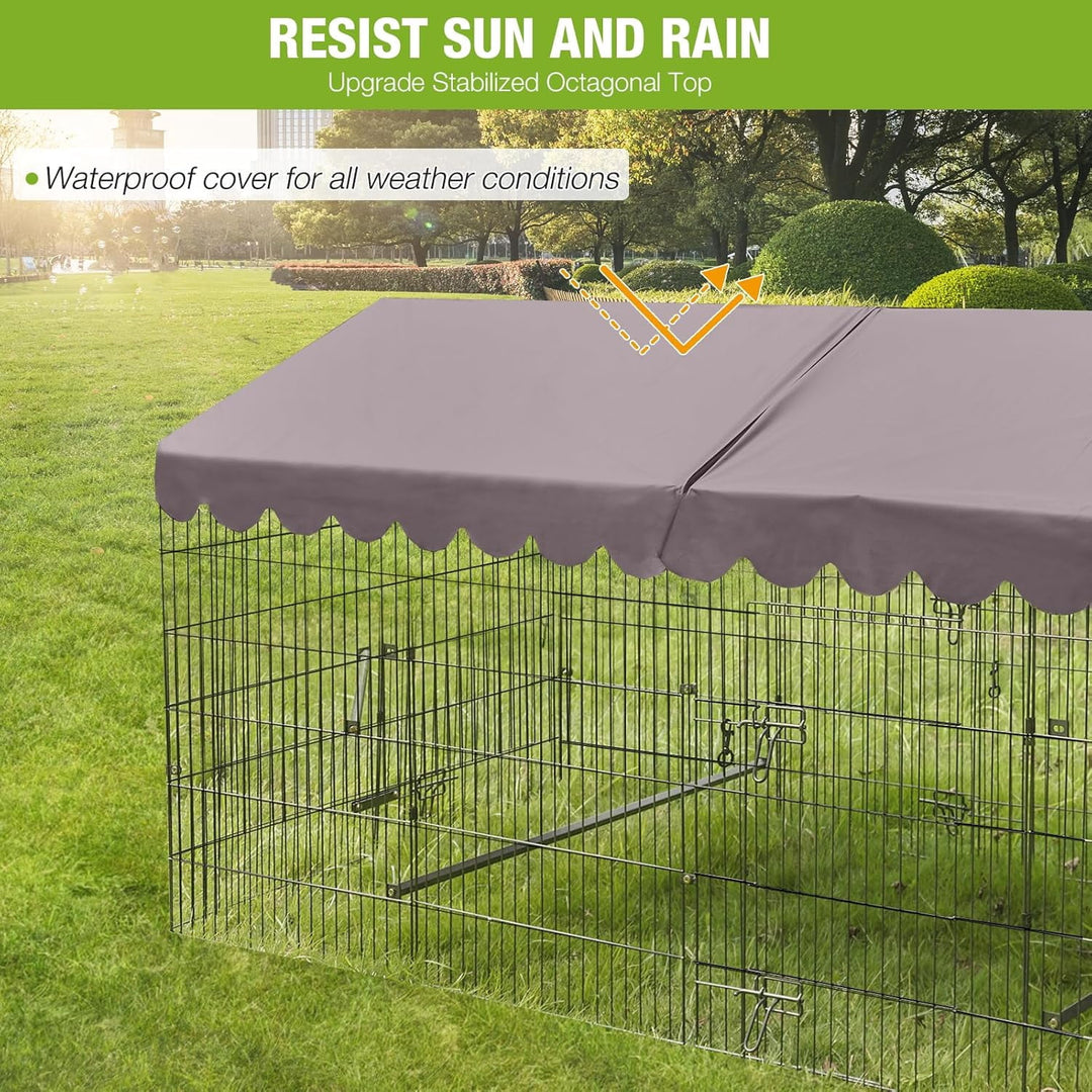 MEDEHOO Mobile Chicken Coop with Strong Iron Frame Outdoor Hen House with Run Poultry Cage with Waterproof Roof,Nesting Box,Pull-on Tray,6-8 Chickens AIR7019-00J-WM