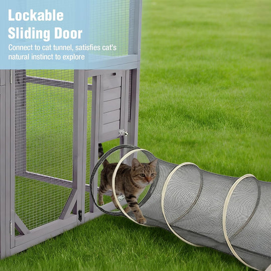 MEDEHOO Large Catio Outdoor Cat Enclosure, 71’’ Walk-in Cat House with Waterproof Cover, Platforms and Resting Boxes Window Cat Patio for 6-10 Cats