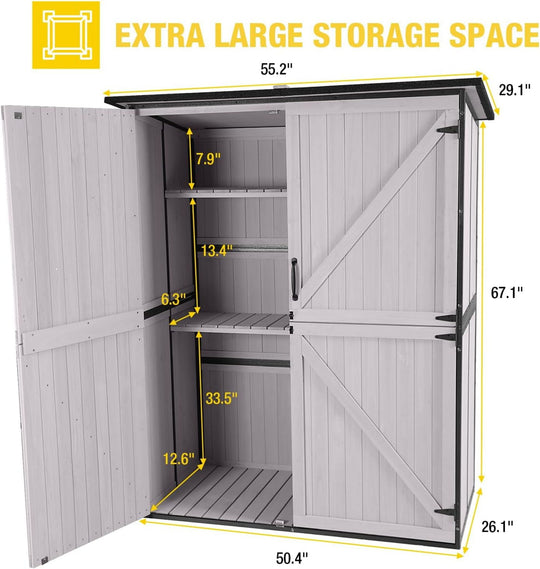 MEDEHOO Outdoor Storage Shed Metal Frame Tool Garden Shed with Floor and Lockable Door for Patio Backyard Lawn AIR99-WM