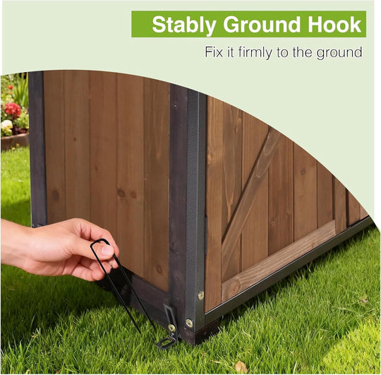 67.1" Outdoor Storage Cabinet Waterproof with Lockable Double Doors, Garden Storage Cabinet with Adjustable Shelves, Tool Organizer for Outside, Brown