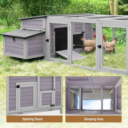 MEDEHOO Chicken Coop 103" Large Duck Coop with Run Outdoor Chicken House with Nesting Box, 4-6 Chickens AIR045-M-WM