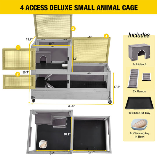 MEDEHOO 2 Levels Hamster Cage Anti-chewing for Guinea Pig Rat Small Animal Cage Portable