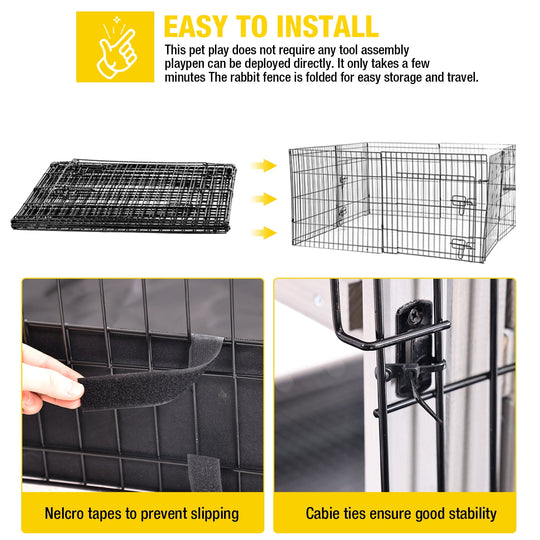 MEDEHOO Pet Playpen Rabbit Hutch Bunny Cage Extension, Indoor Small Animal Playpen Enclosure, Waterproof