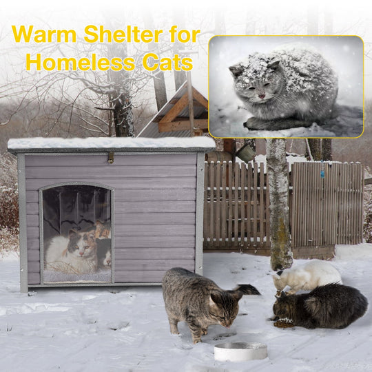 MEDEHOO Indoor Outdoor Dog House,Anti-Chewing Iron Frame Dog Kennel,Wood Warm Pets Home,Weatherproof Outside Shelter GUT75-WM