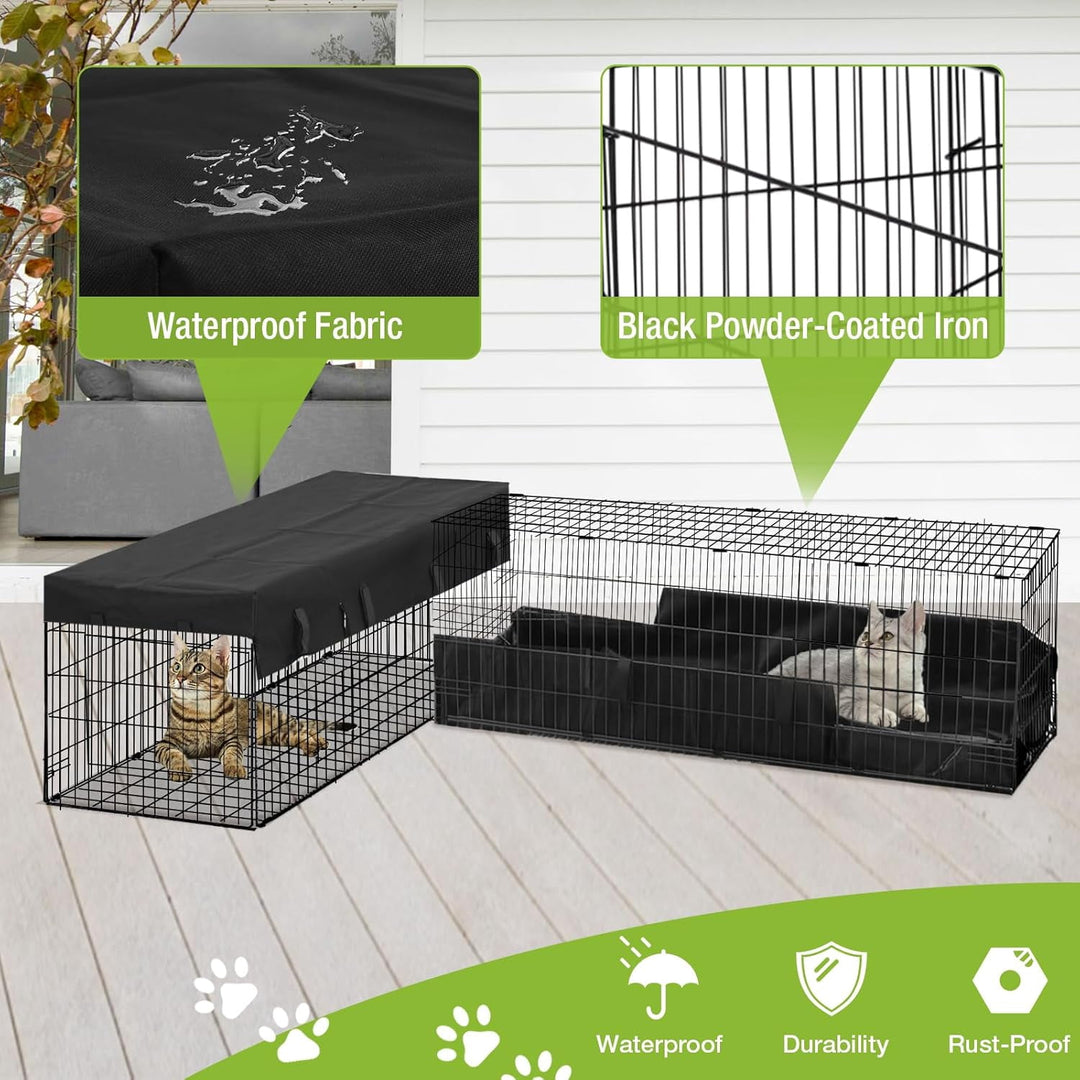 MEDEHOO Cat Tunnel with Rust-Proof Coating Frame, Stable Cat Tube Toys with Waterproof Fabric Cover, Multi-Exit Cat Enclosure for Indoor &amp; Outdoor Cats