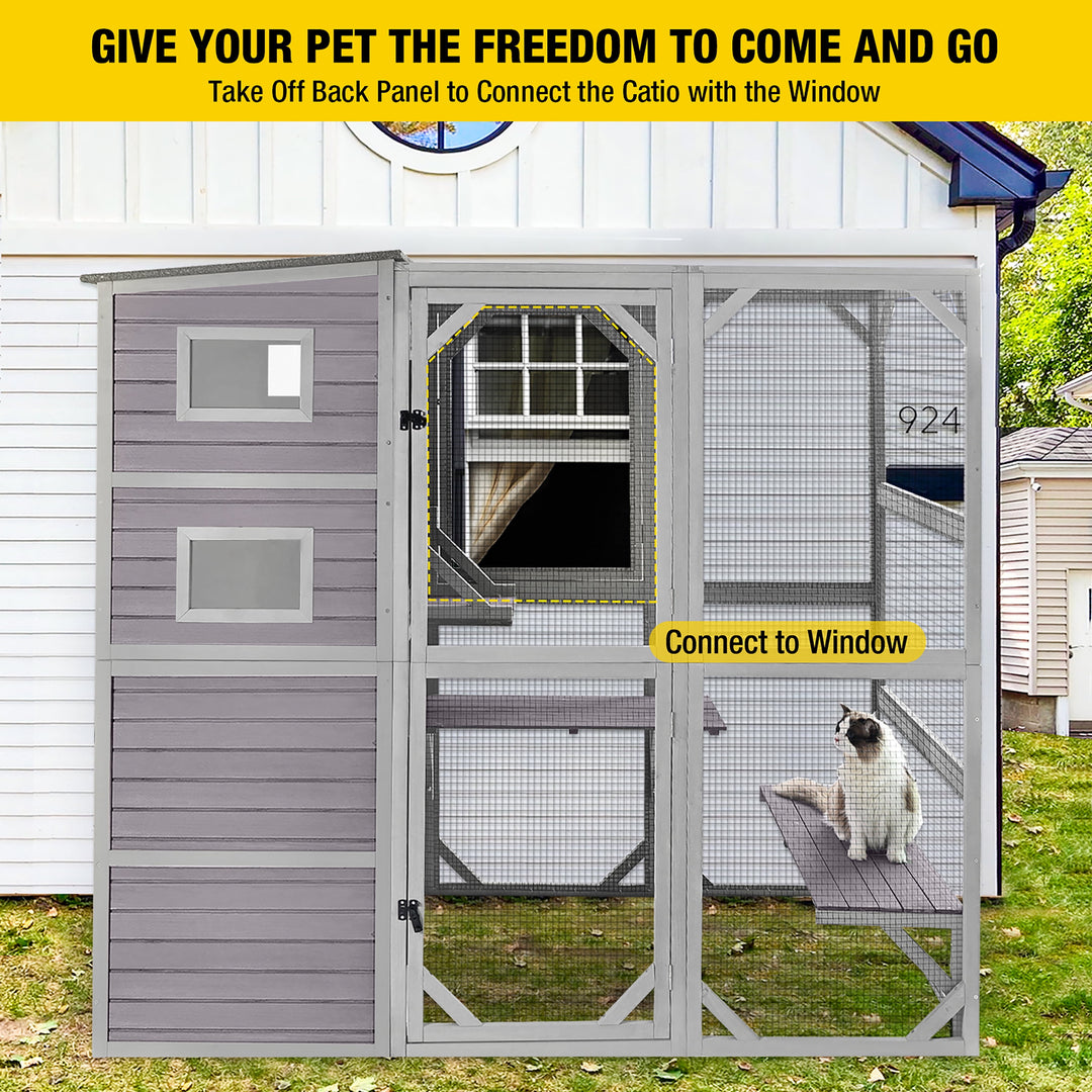 MEDEHOO Extra Large Cat Catio 4 Tiers Cat Enclosures House for Outdoor Indoor Cats, 70" H 77" L AIR54-Walmart