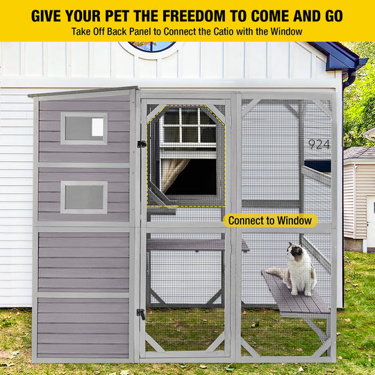 MEDEHOO Extra Large Cat Catio 4 Tiers Cat Enclosures House for Outdoor Indoor Cats, 70" H 77" L AIR54-Walmart