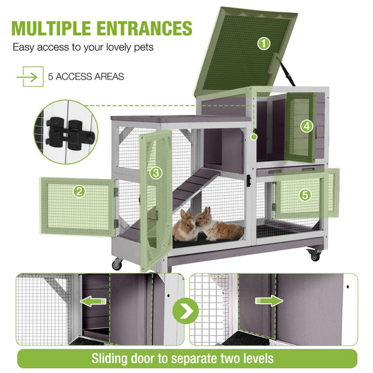 AIR7013-C/L-SF  2-Story Rabbit Hutch with Wheels