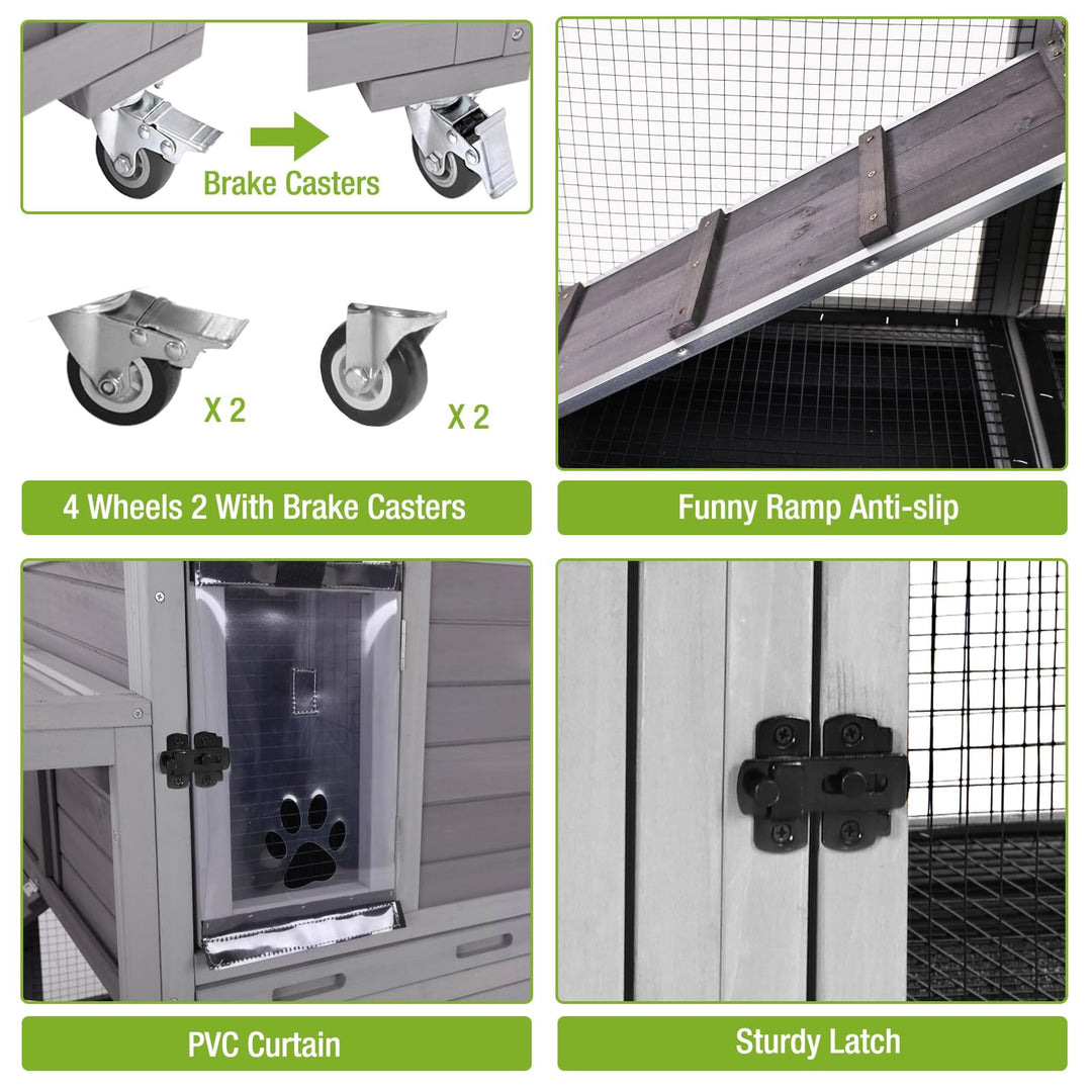 BUTINGLALE Rabbit Cage Indoor Rabbit Hutch Bunny Hutch Outdoor, Guinea Pig Cages with Removable Bottom Wire Netting - Easy Clean Large AIR010-WM