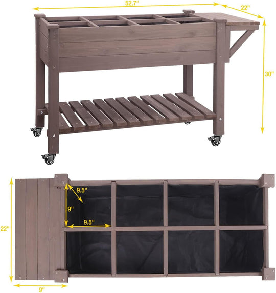 MEDEHOO Raised Garden Bed, Elevated Wood Planter Box with Legs Stand for Backyard, Patio, Balcony w/Bed Liner, for Vegetables Flower Herb GUT02-A-WM